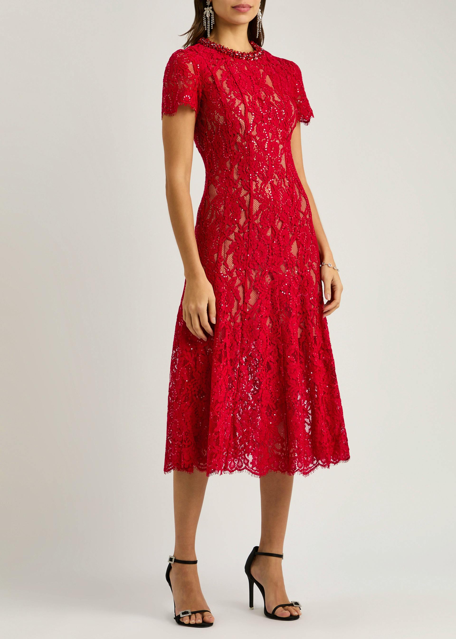 Self-Portrait Embellished Lace Midi Dres, £420