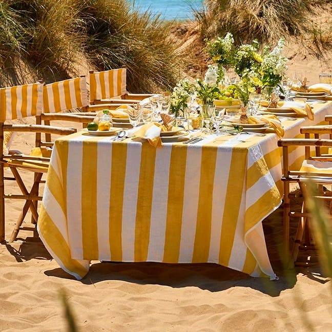 Summerill & Bishop Stripe Linen Napkin in Yellow & White, £27.50