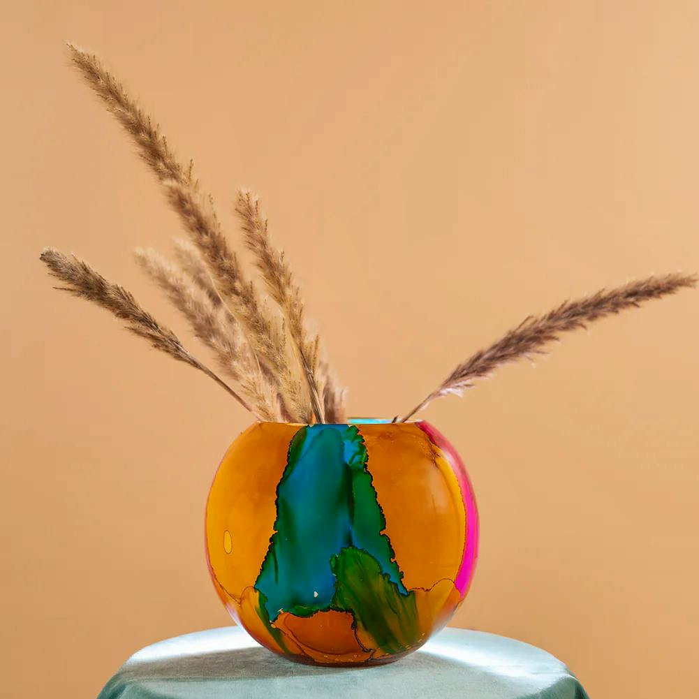 Ian Snow Marble Finish Glass Hurricane Vase, £22