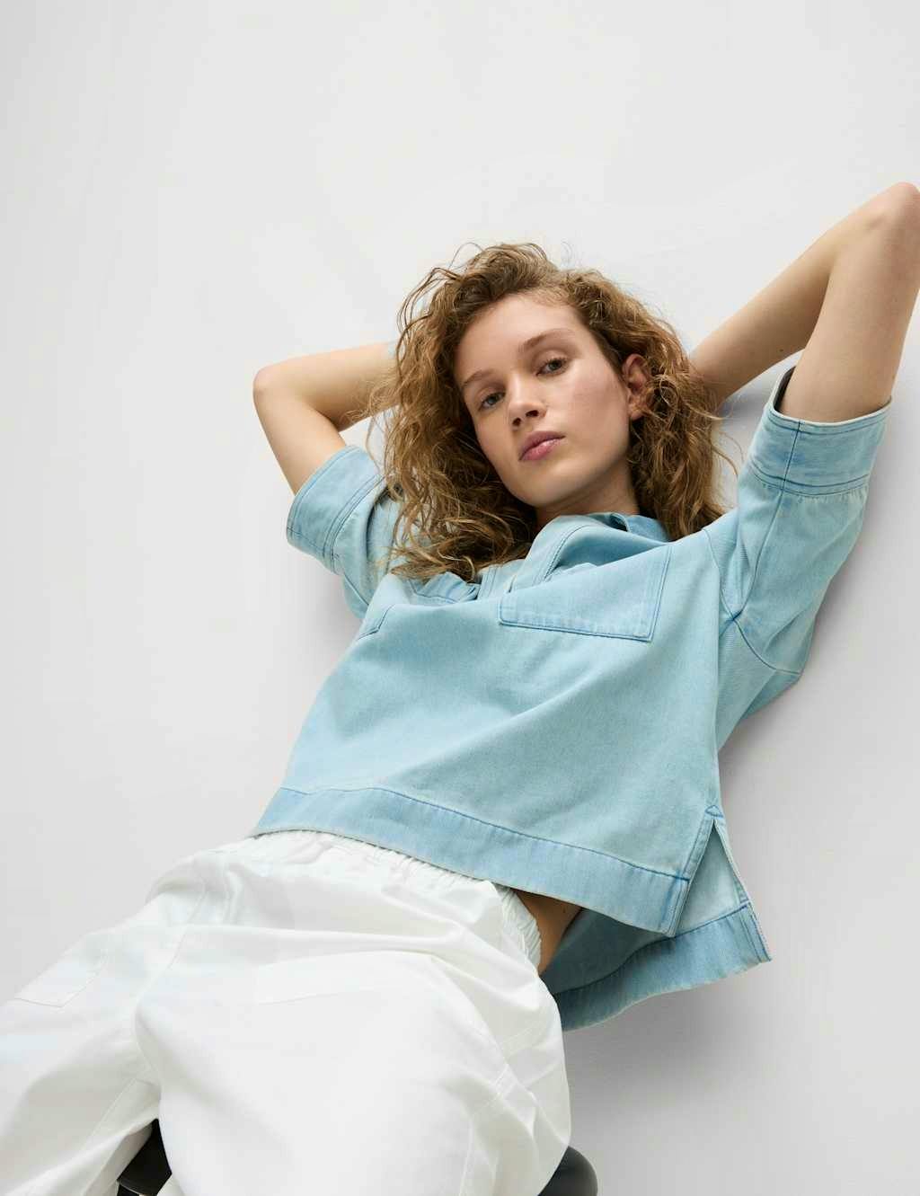 Lyocell Denim Oversized Crop Shirt £27.50