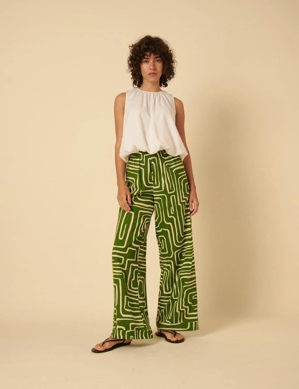 Lyocell Rich Geometric Elasticated Waist Trousers £69