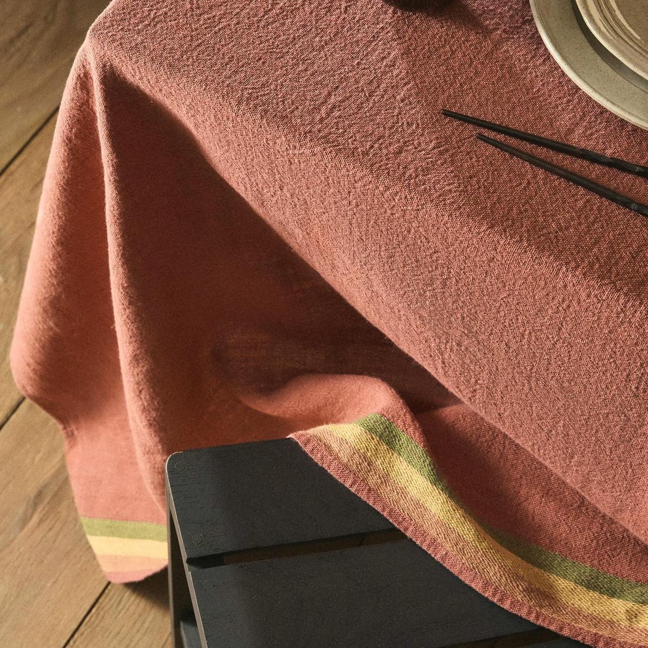 Zara Thick Linen Tablecloth With Stripe, £199