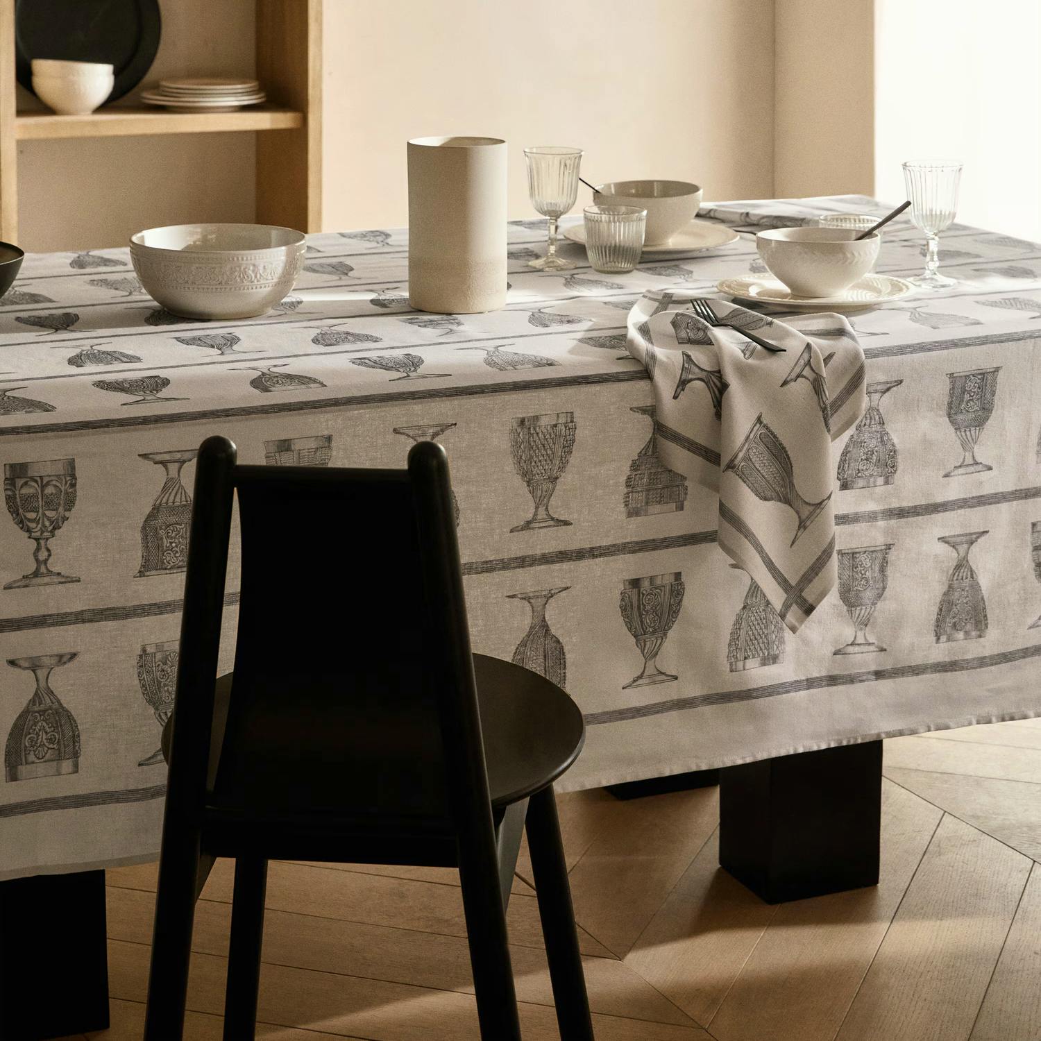Mango Linen-cotton tablecloth with glass print, £89.99
