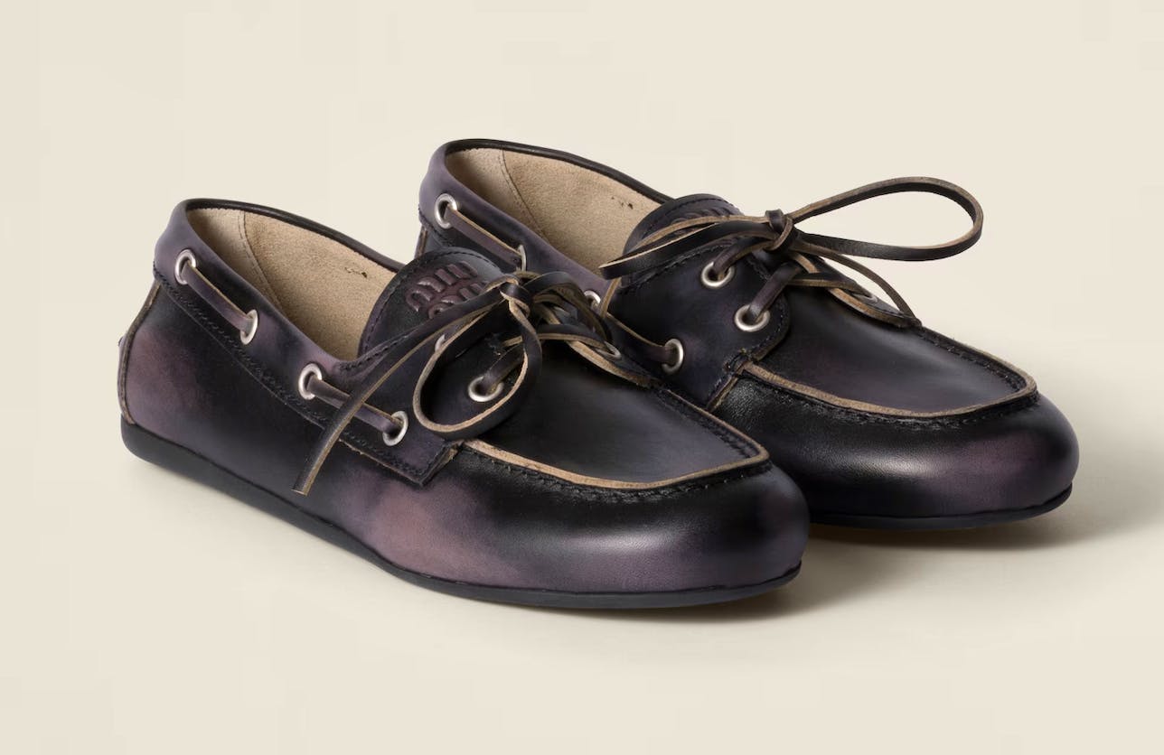 Miu Miu Unlined Bleached Leather Boast Shoes, £710