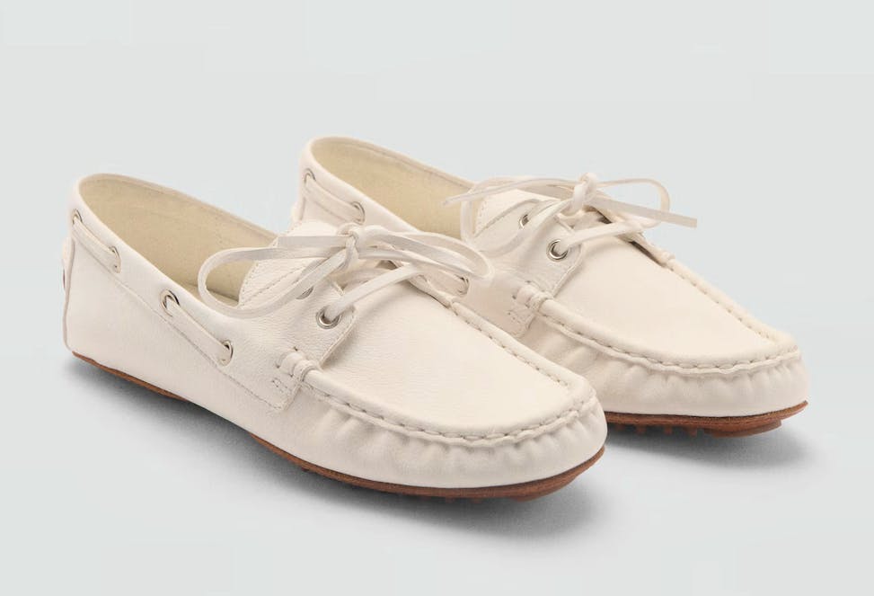 Mango Leather Boat Shoes With Laces, £99.99