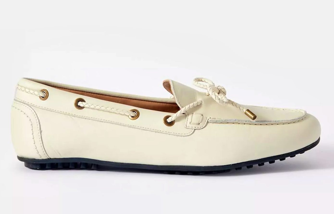 Mint Velvet Sally Leather Deck Shoes, Natural Cream, £99