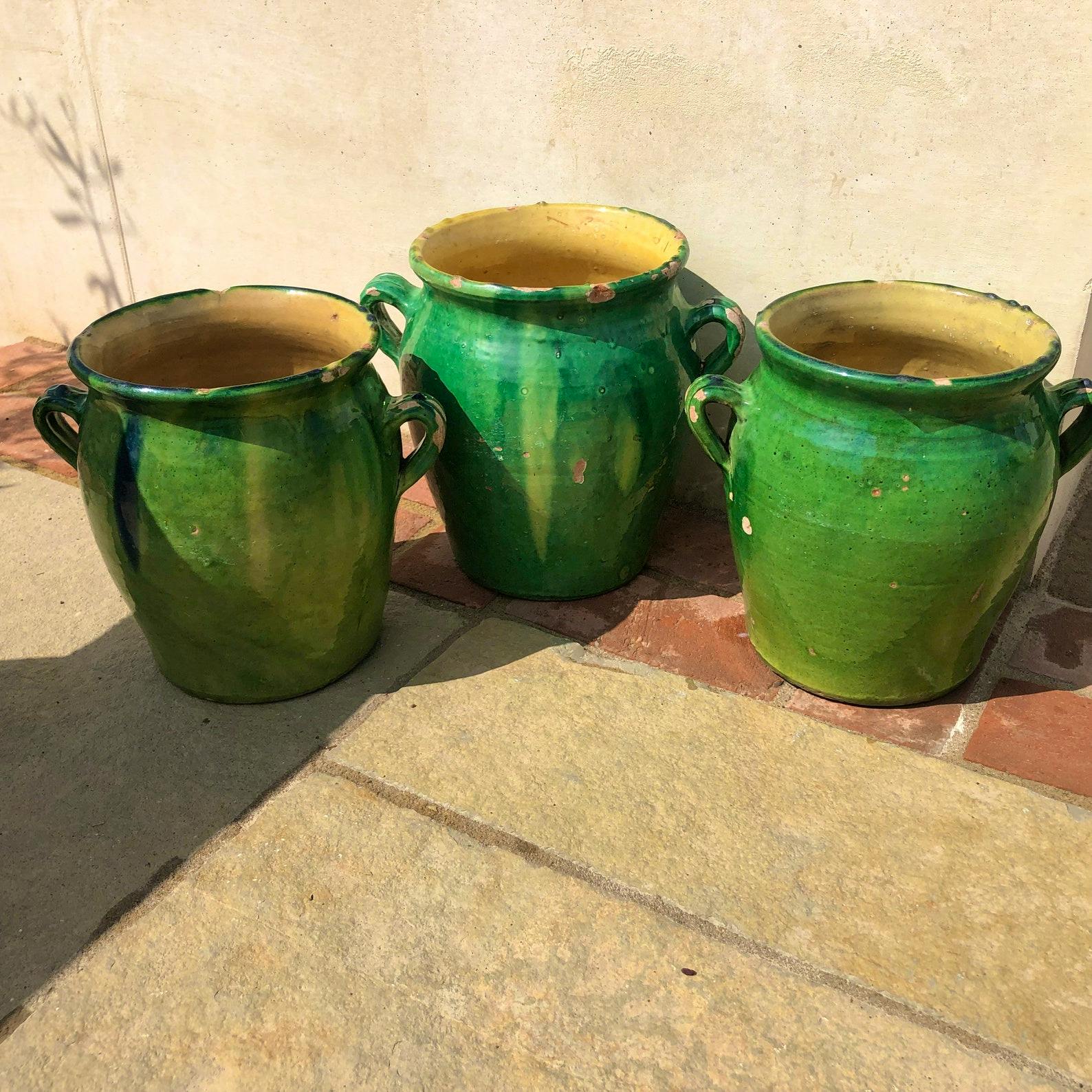 Etsy Trio Of Rare Green Glazed French Confit Pots, £750