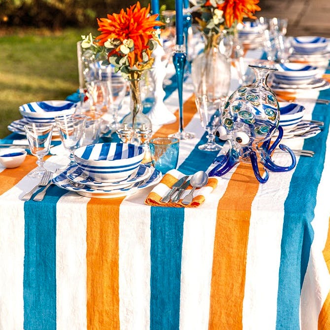 Summerill & Bishop Stripe Linen Napkin in Orange And White, £27.50