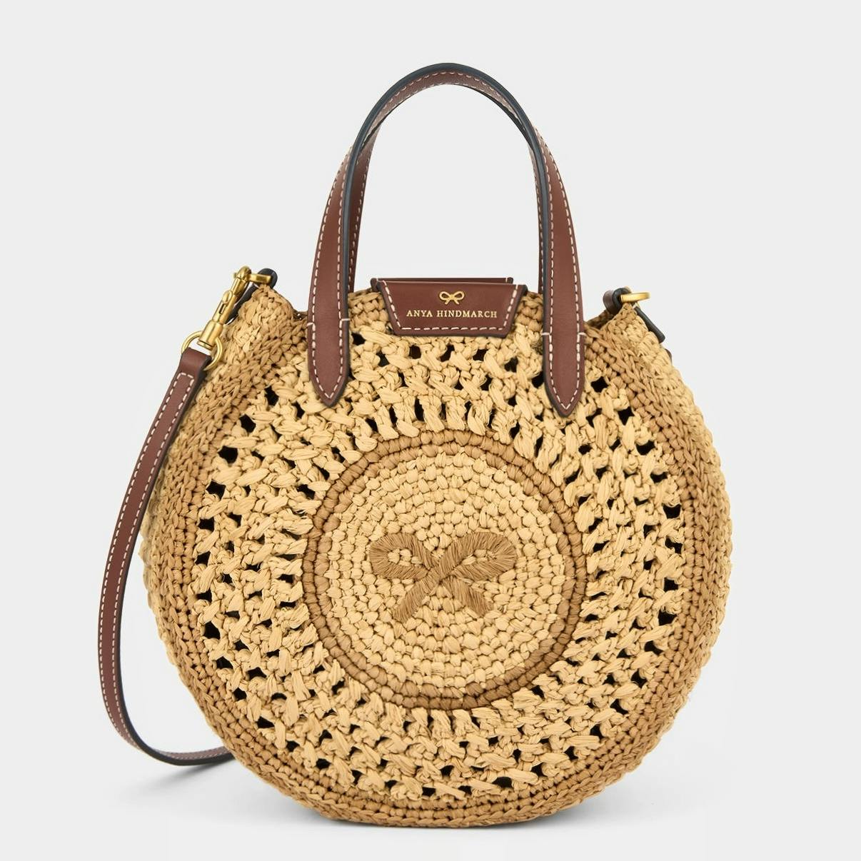 Anya Hindmarch Raffia Small Round Bow Cross-body Tote, £550