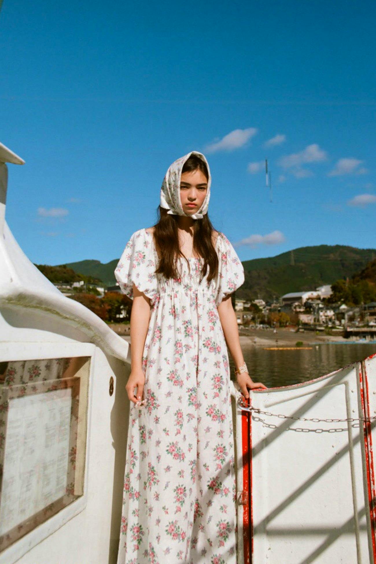 Oak Meadow Clothing Ella Midi Dress in Ivy Lilac Garden, £157