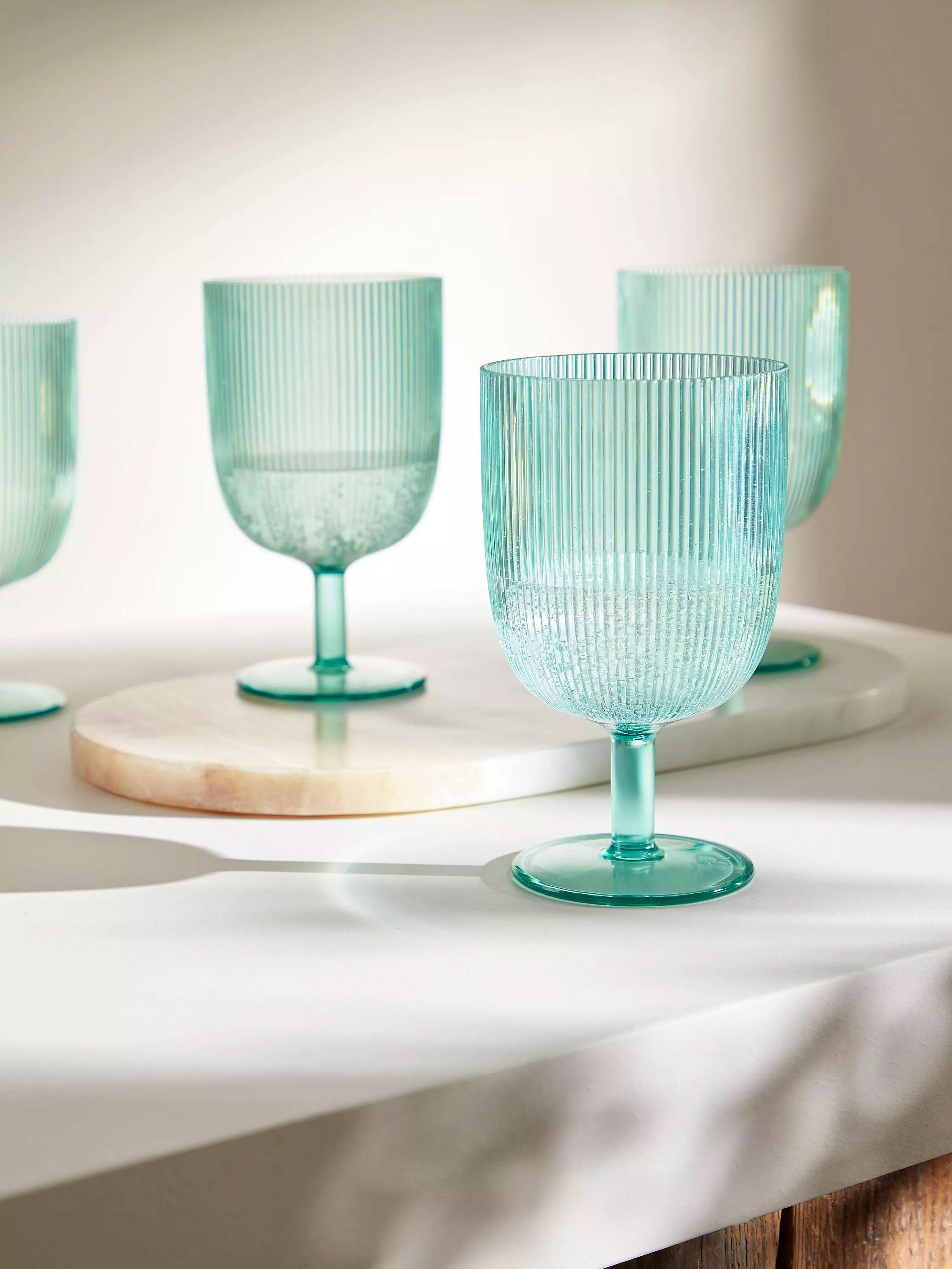 John Lewis Ribbed Recycled Plastic Picnic Wine Glasses, Set of 4, £9