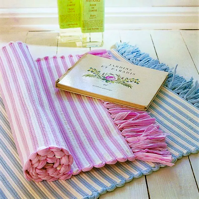 Cologne & Cotton Pink And Blue Stripey Bath Mats, £16