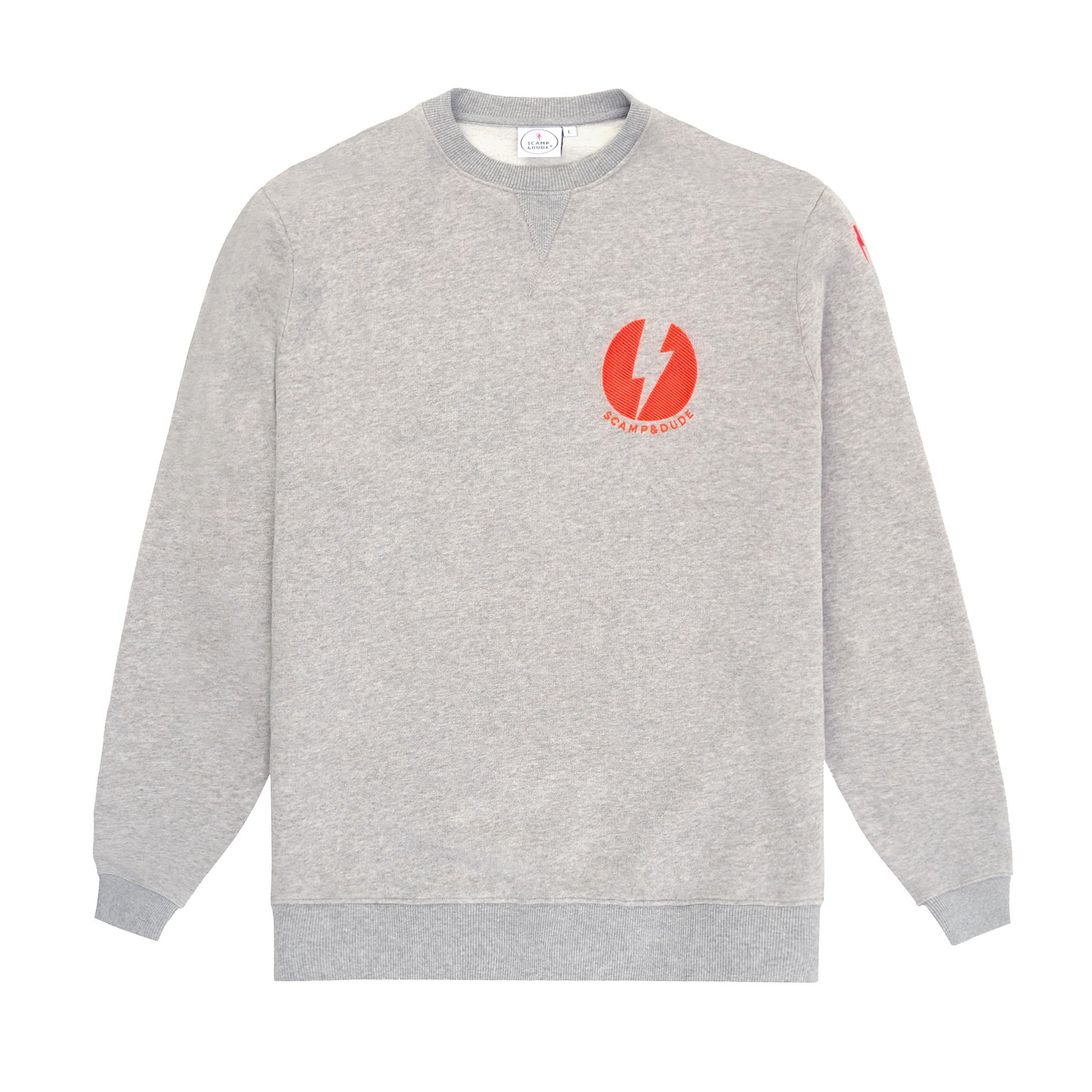 Scamp & Dude Men's Grey Marl Graphic Bolt Placement Sweatshirt, £65