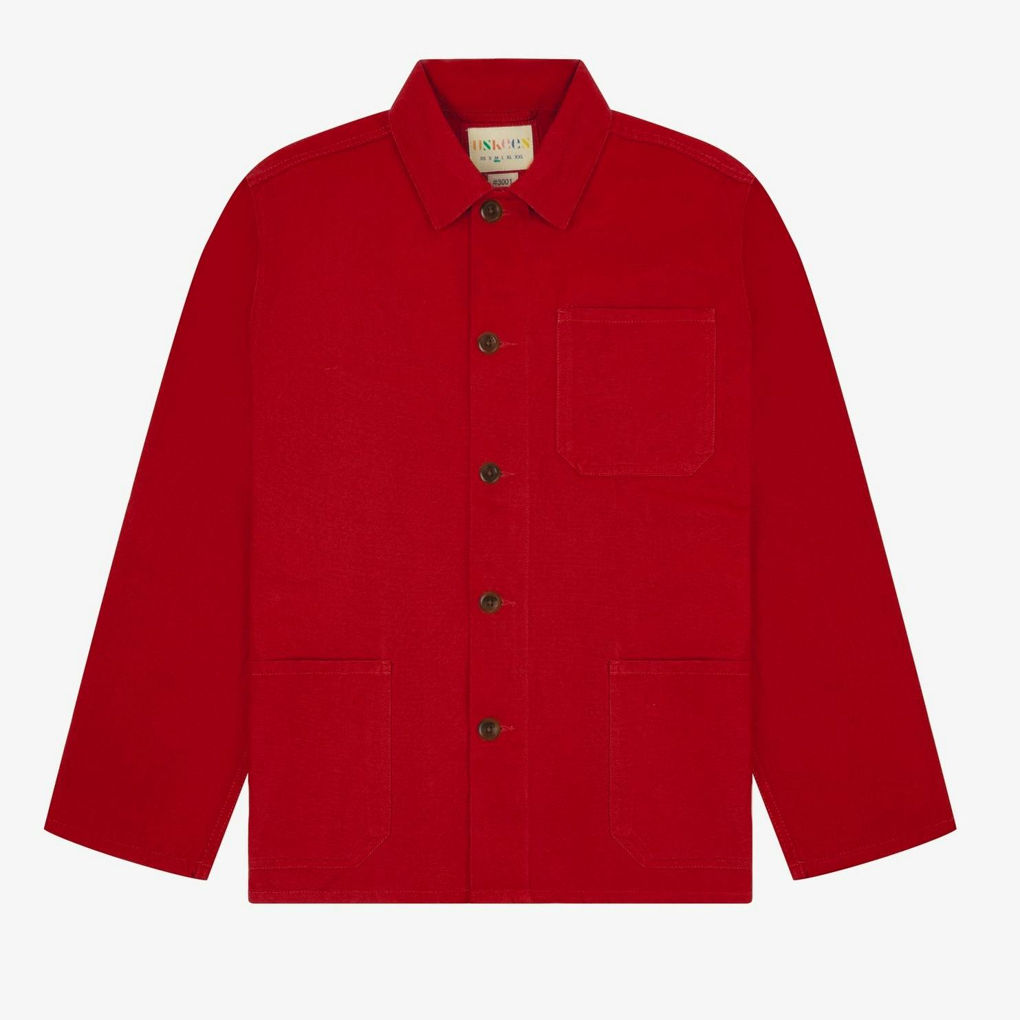 Uskees #3001 Buttoned Overshirt - Berry Red, £80