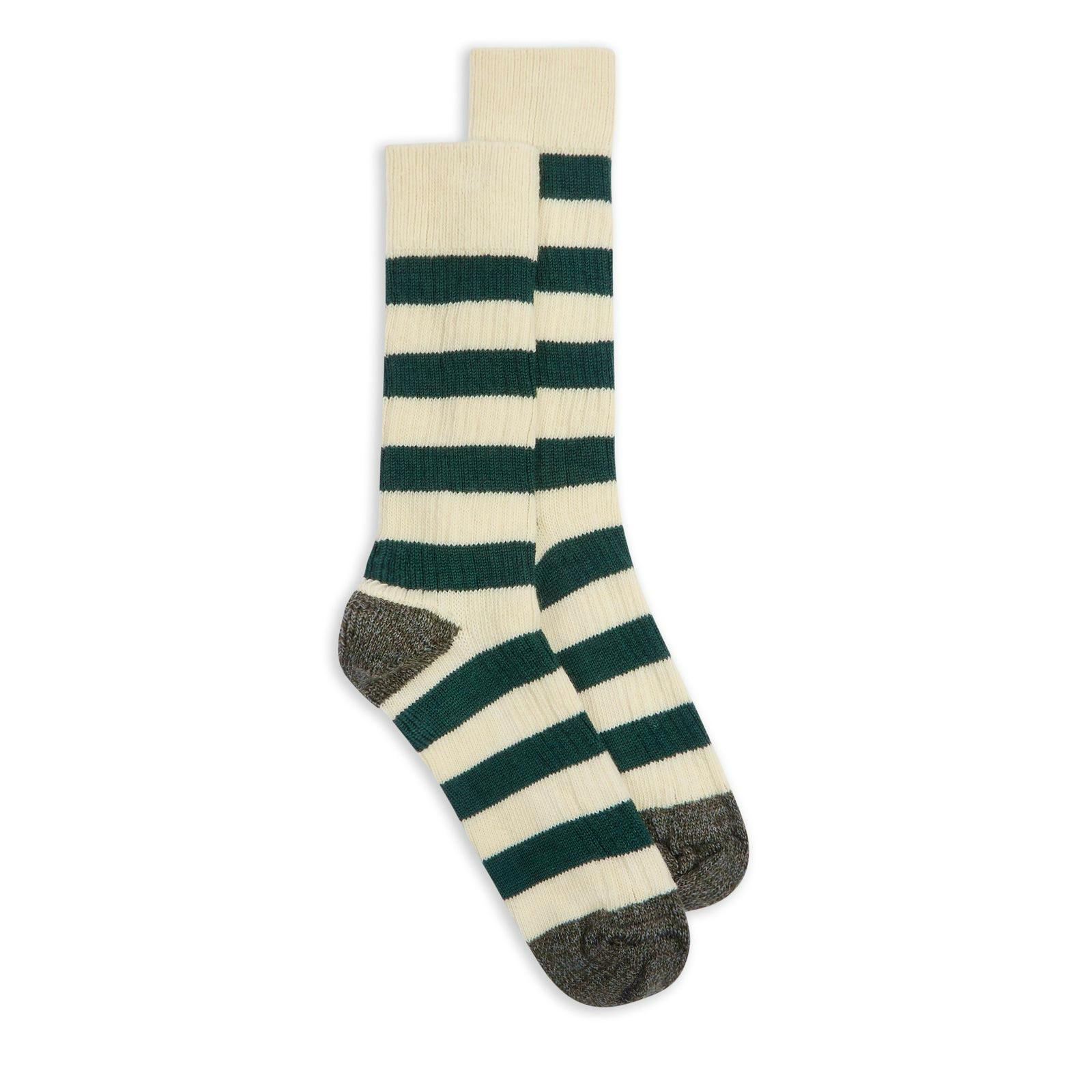 Burrows & Hare Hoops Socks - Dark Green, £20