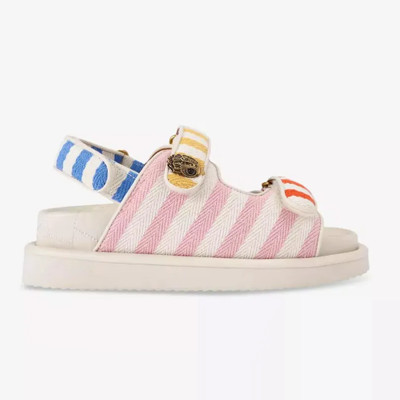 Kurt Geiger London Orson Striped Double-Strap Woven Flat Sandals, £169