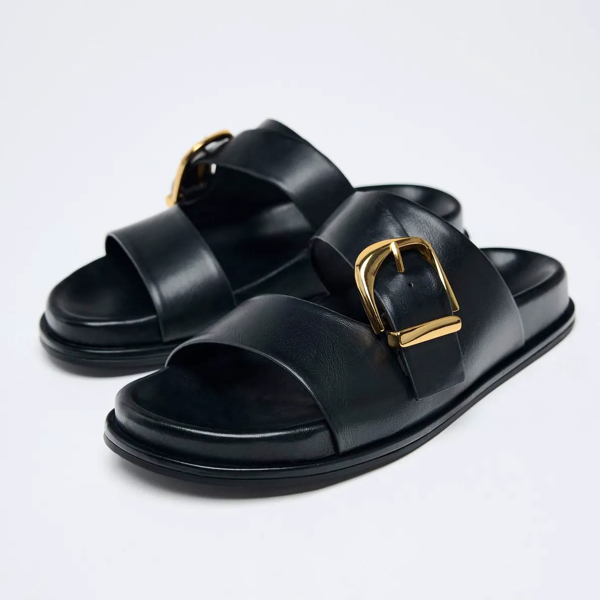 Zara Buckled Flat Sandals, 29.99