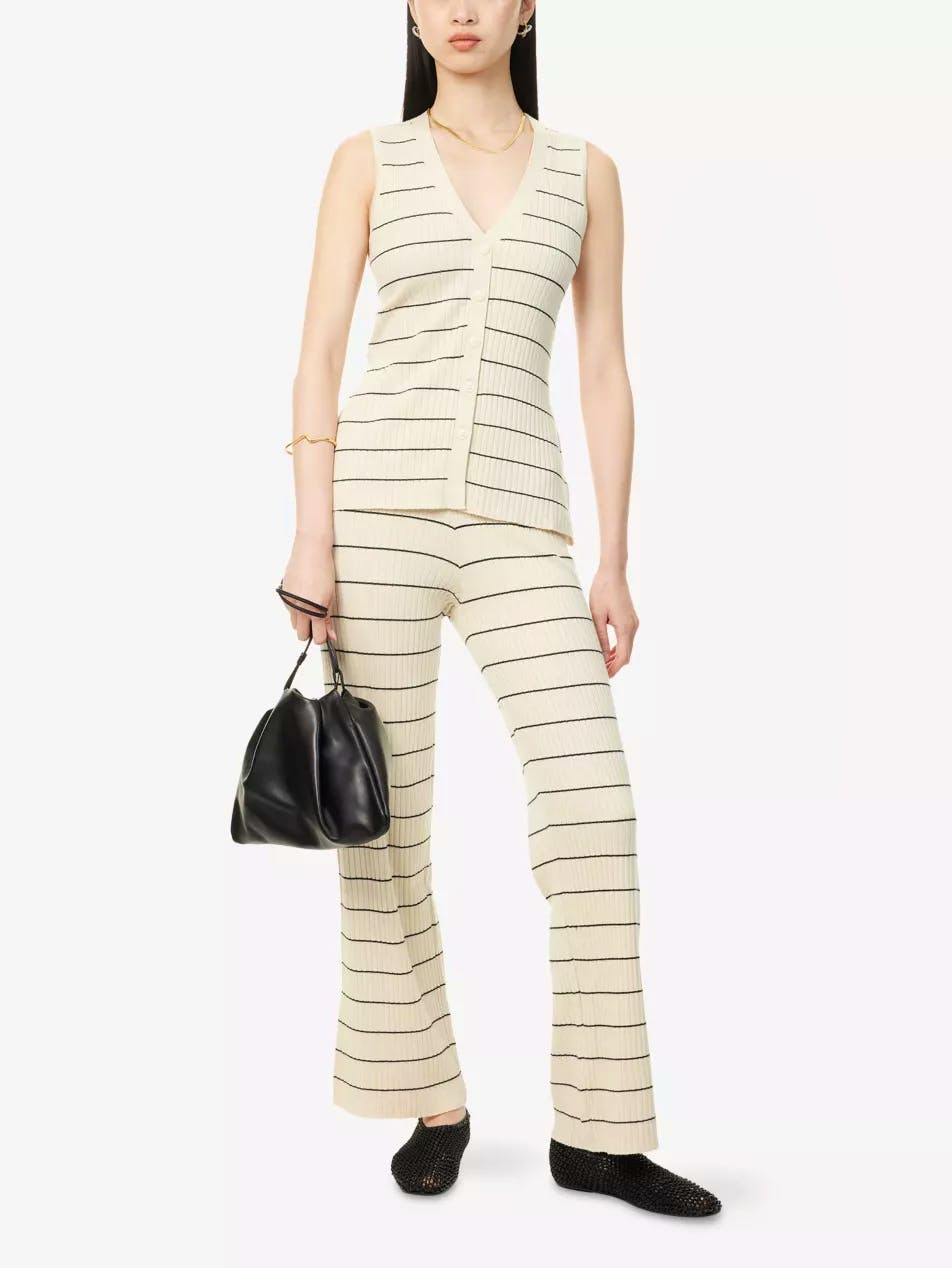 Pretty Lavish Hattie Stripe-Print Ribbed-Knit Trousers, £45