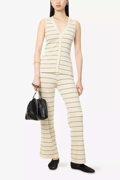 Pretty Lavish Hattie Stripe-Print Ribbed-Knit Trousers, £45