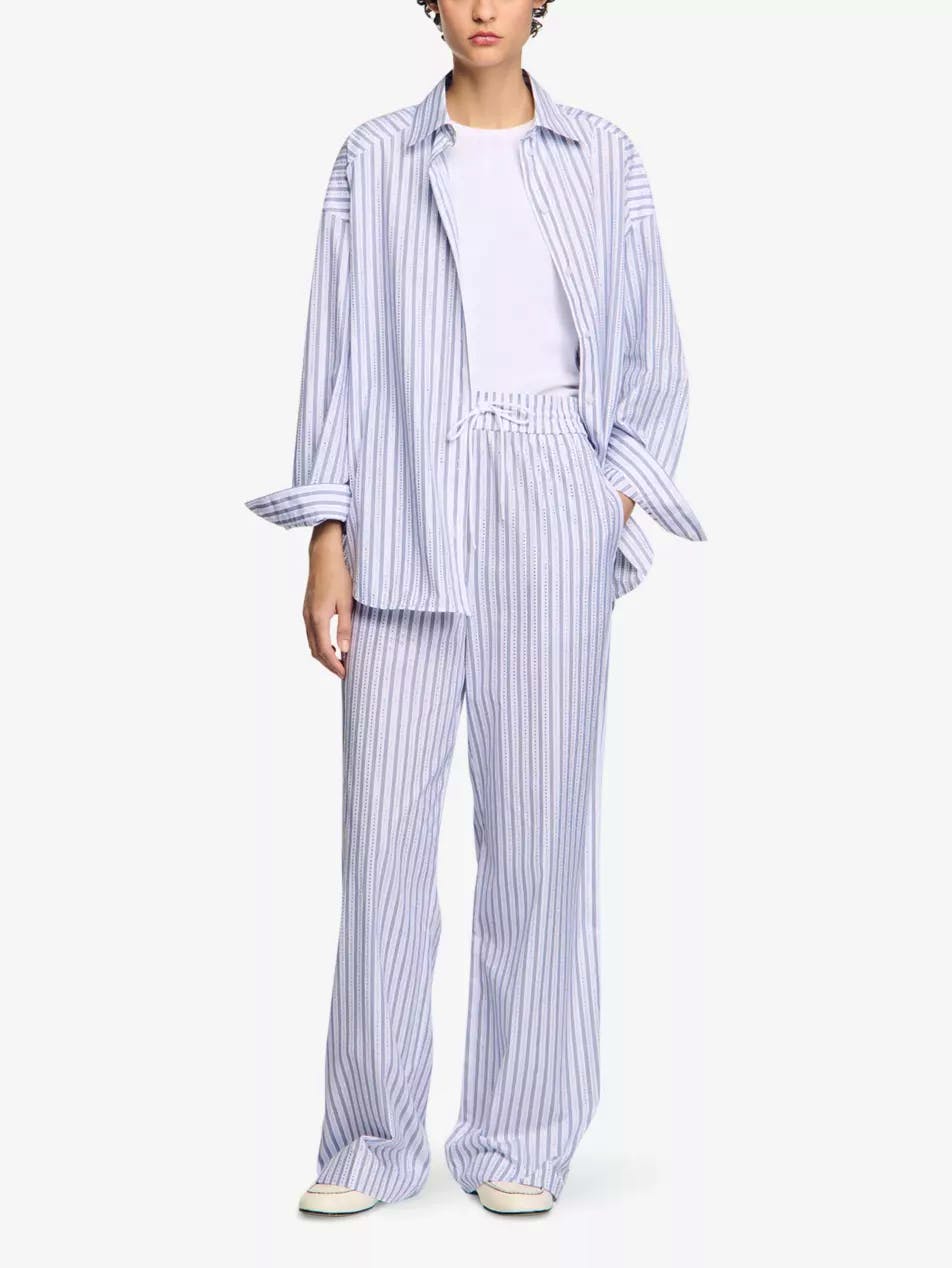 Sandro Striped Drawstring-Waist Cotton Trousers, £219