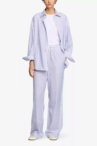 Sandro Striped Drawstring-Waist Cotton Trousers, £219
