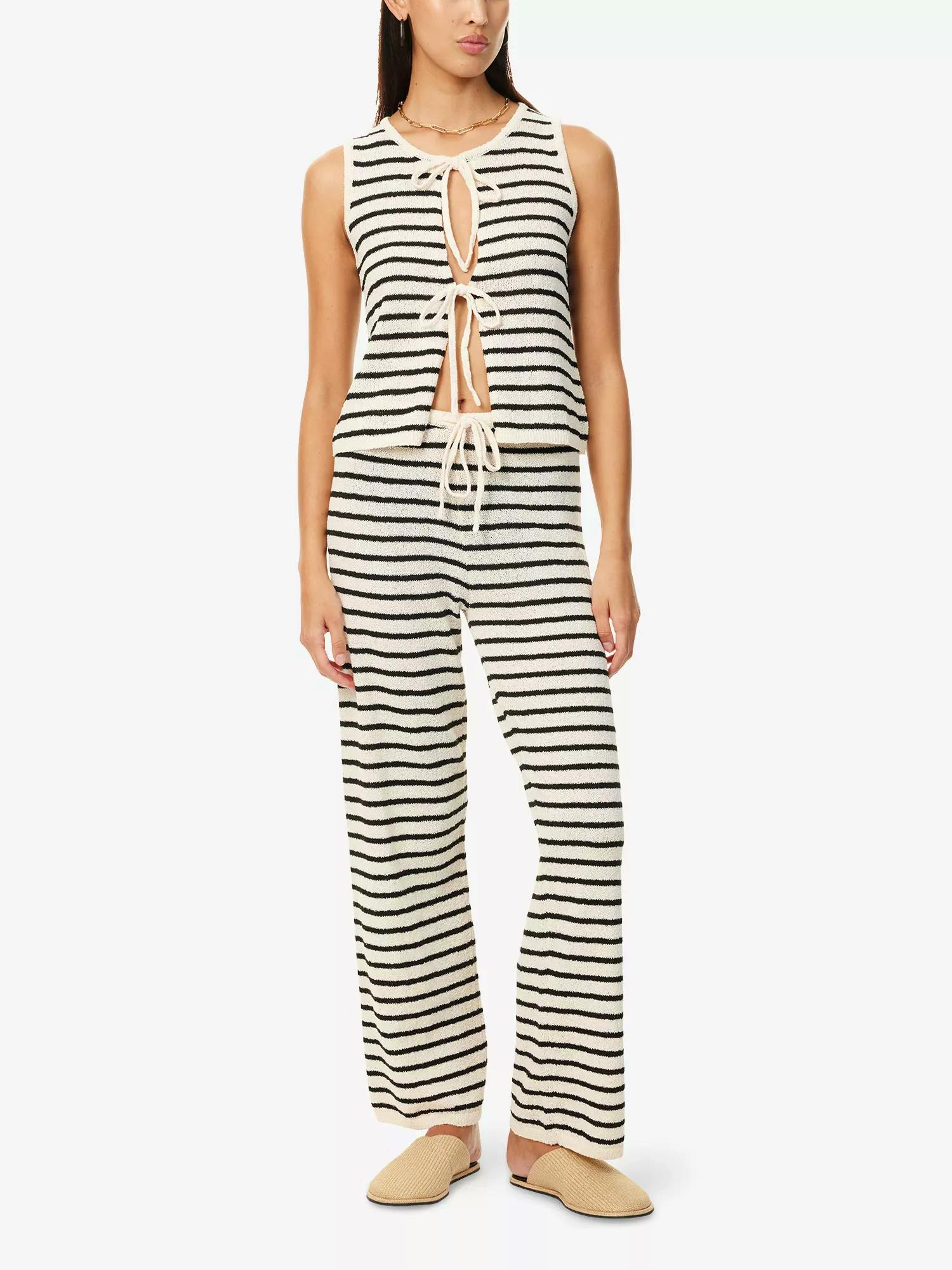 4th & Reckless Bria Stripe Wide-Leg Knitted Trousers, £45