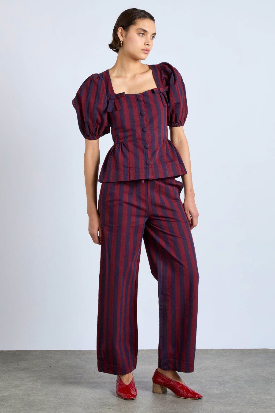 Damson Madder Rafe Trousers- Navy And Burgundy Stripe, £51 (Was £85)