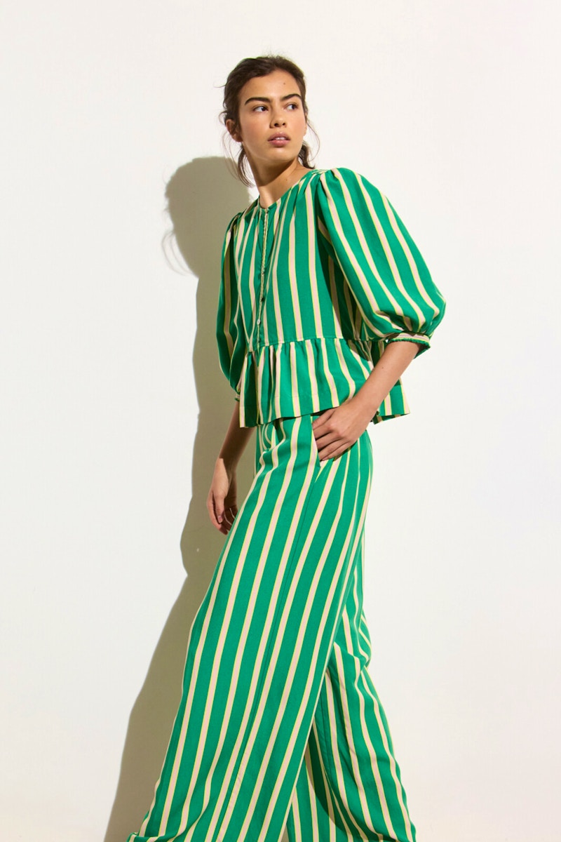 Oliver Bonas Green & Cream Striped Wide Leg Trousers, £68
