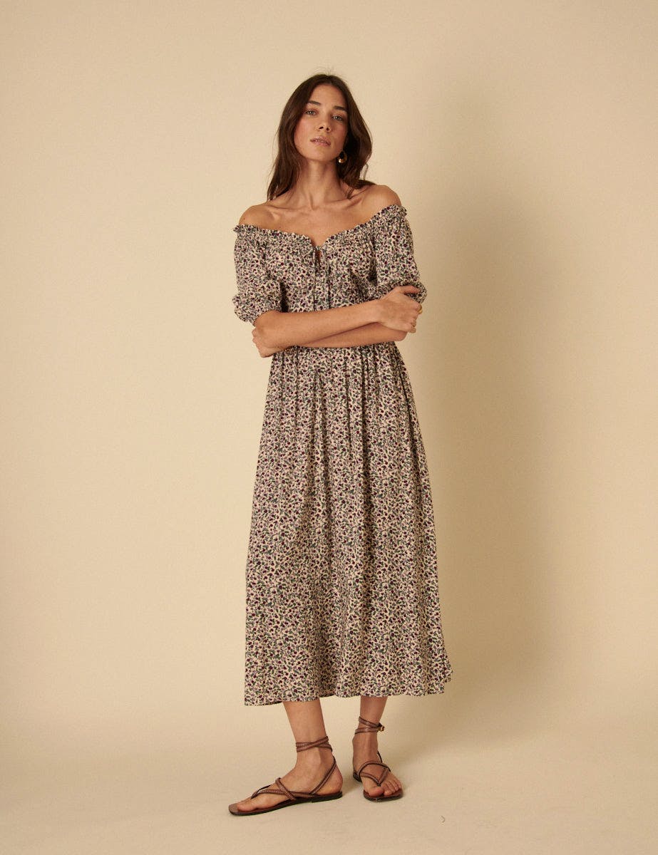 Nobody’s Child White Ditsy Floral Genevieve Midi Dress, £69