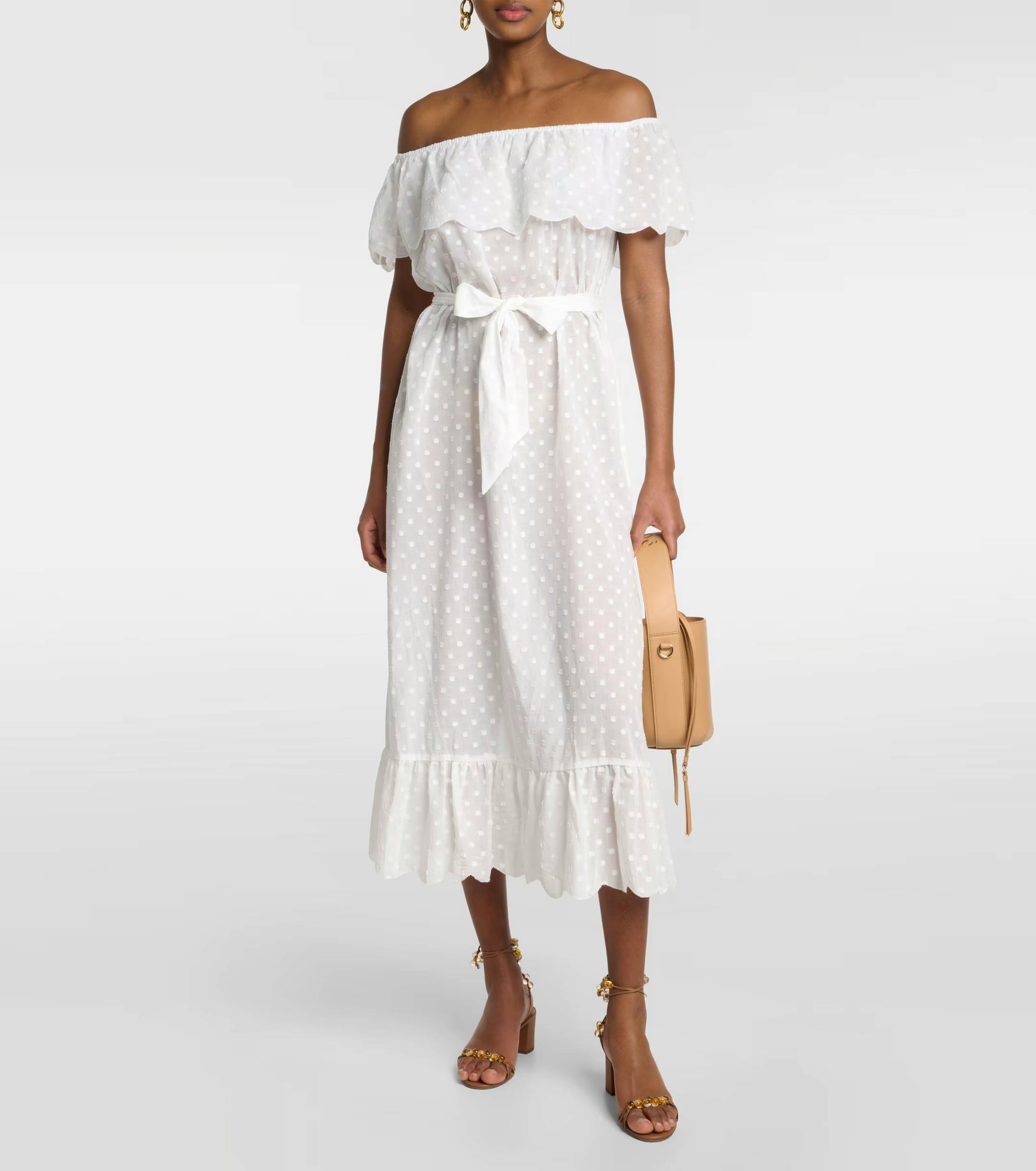 Marysia Off-Shoulder Cotton Midi Dress, £315 (Was £450)