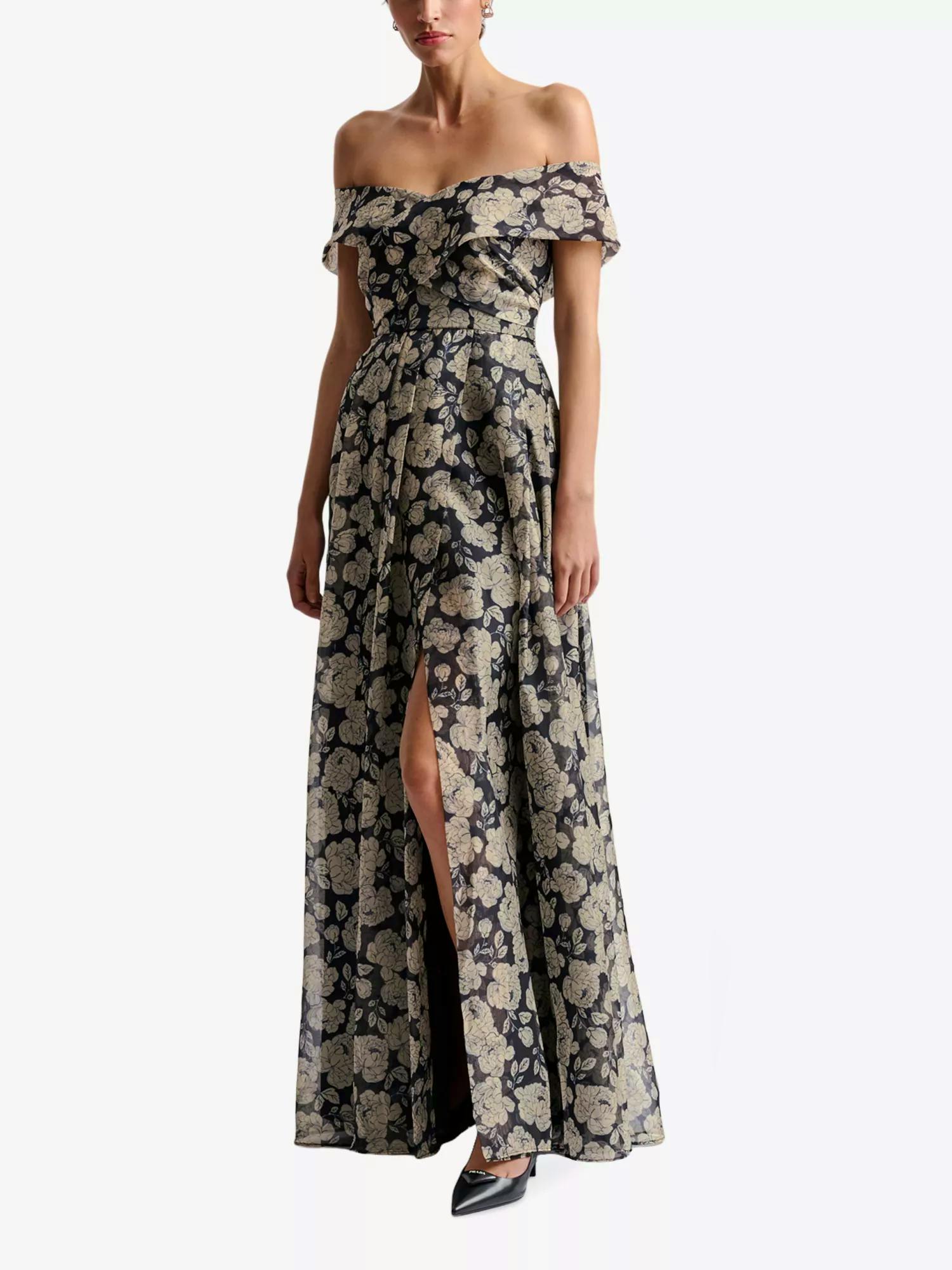 Malina Lovelia Graphic-Print Off-Shoulder Organza Maxi Dress, £368 (Was £525)