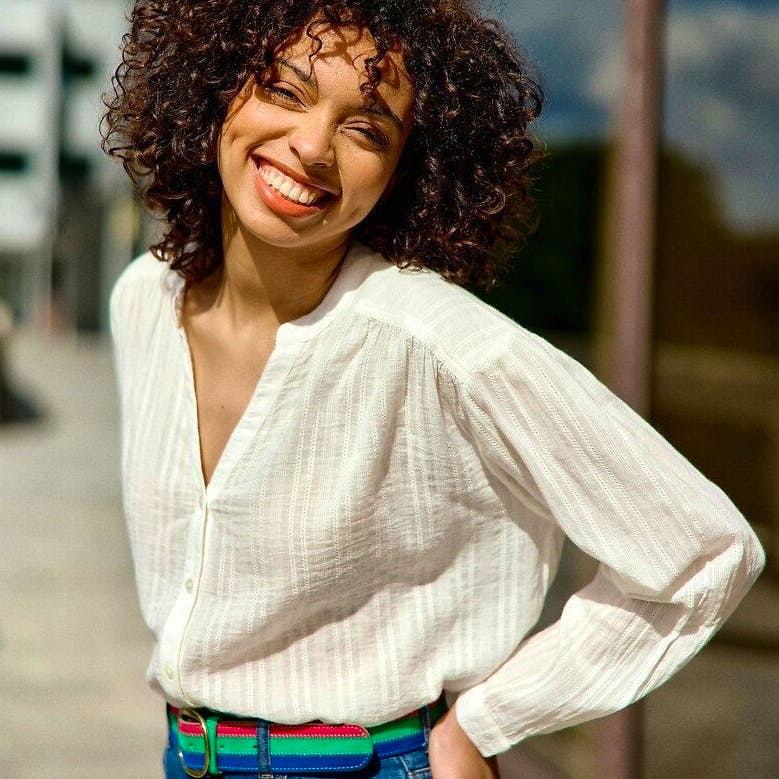 Bolia Openwork Cotton Blouse with V-Neck £67.99