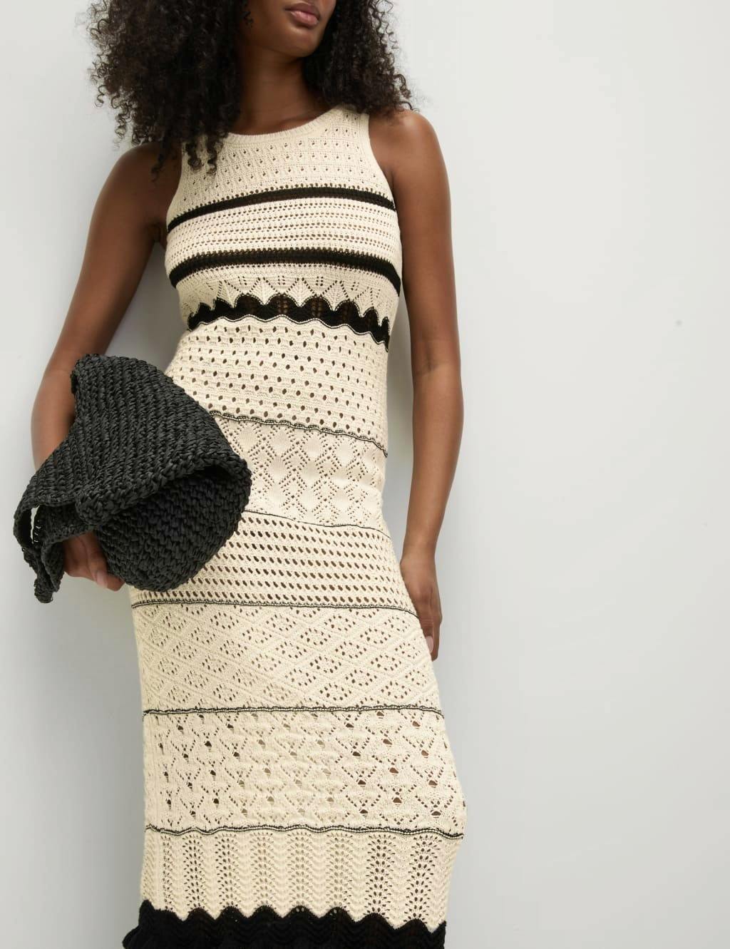 Cotton Blend Knitted Round Neck Dress £39.50