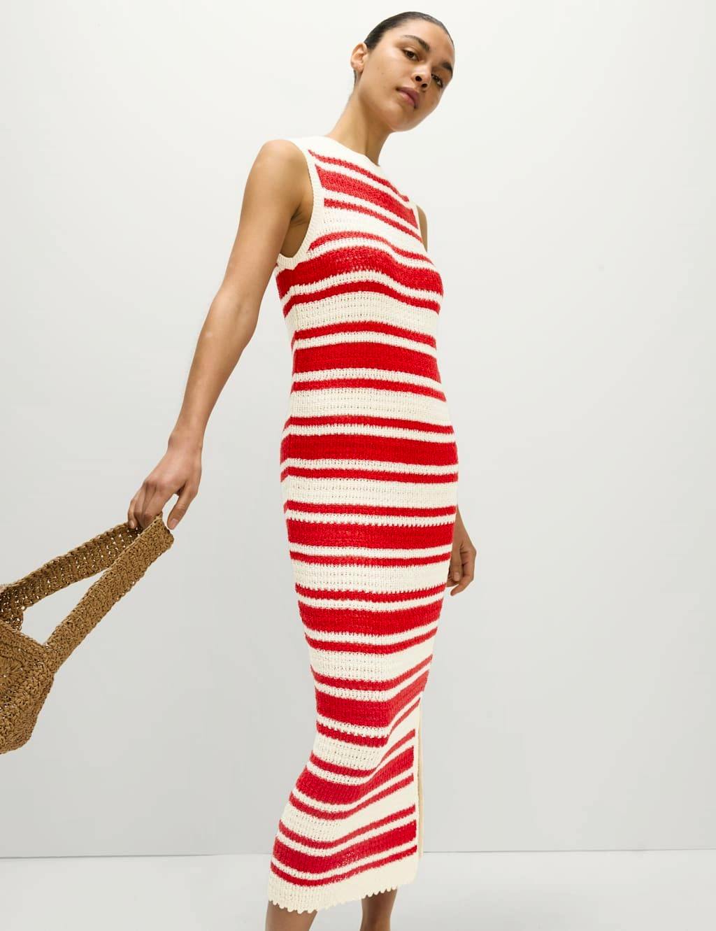 Cotton Rich Striped Midi Knitted Dress £39.50