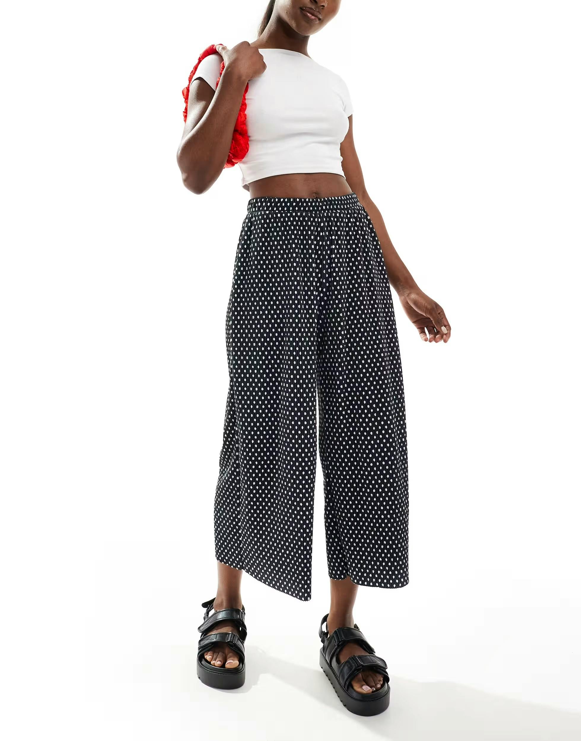 ASOS Plisse Wide Polka Dot Trousers, £13