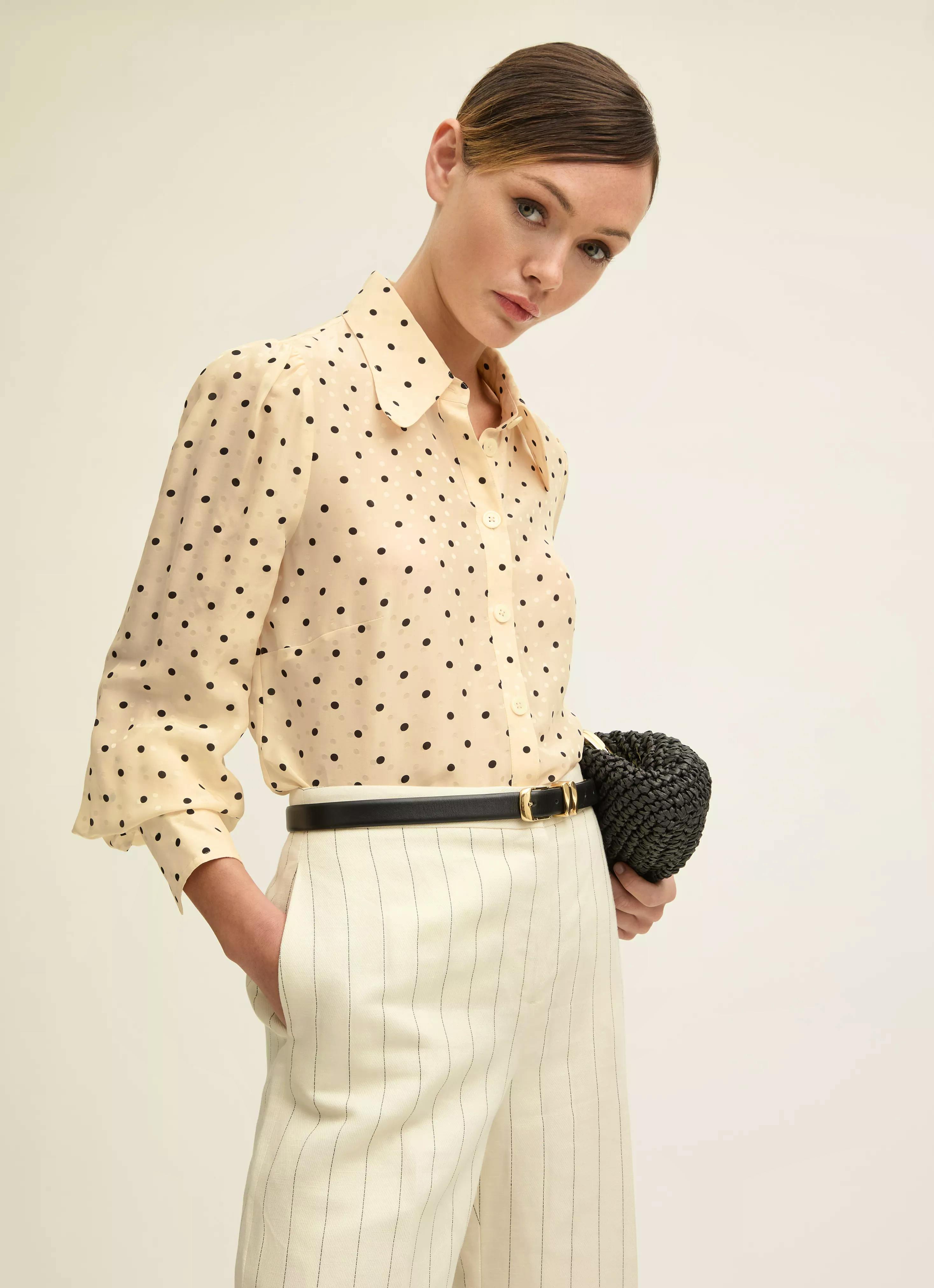 LK Bennett Sonya Birch Silk Jacquard Blouse, £186
