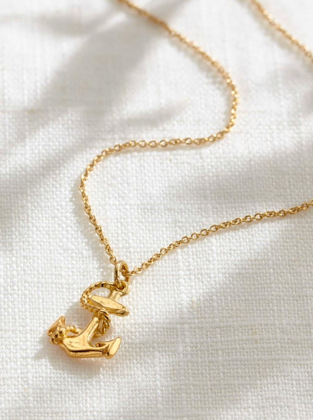 Wolf & Badger Gold Rope & Anchor Necklace, £59