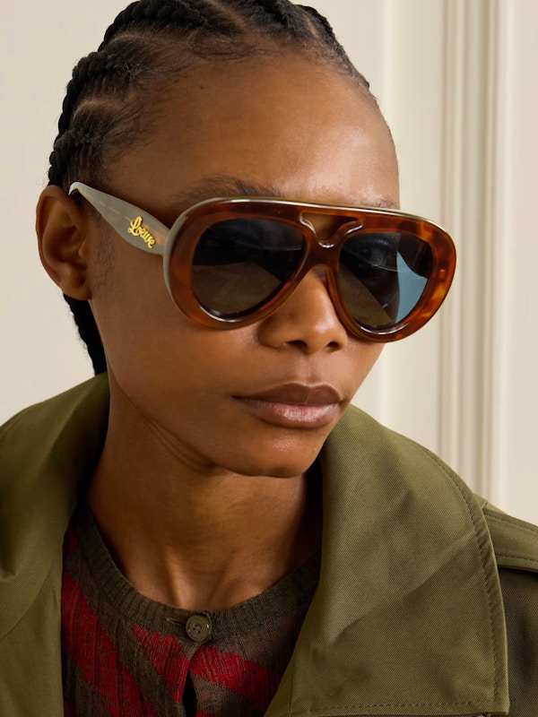 Aviator-style Tortoiseshell Acetate Sunglasses Copy