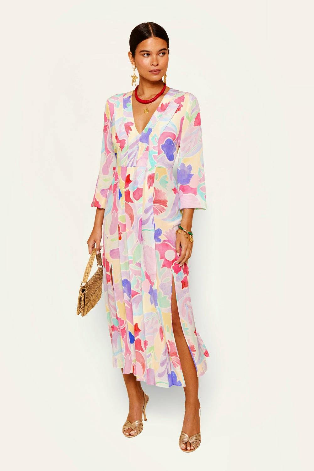 Rixo Camellia Silk Midi Dress, £335