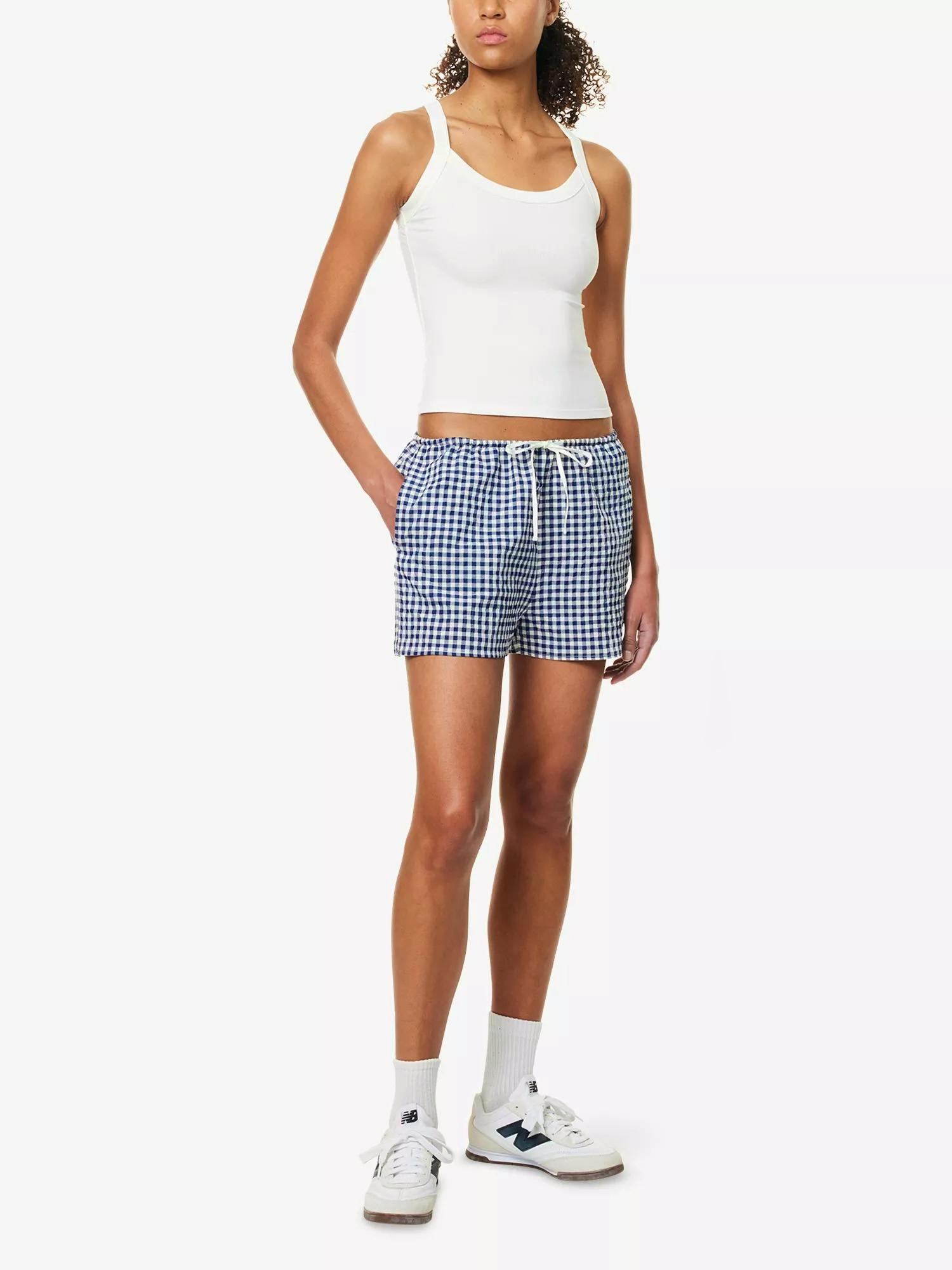 Adanola Gingham Drawstring-Waist Cotton Shorts, £38