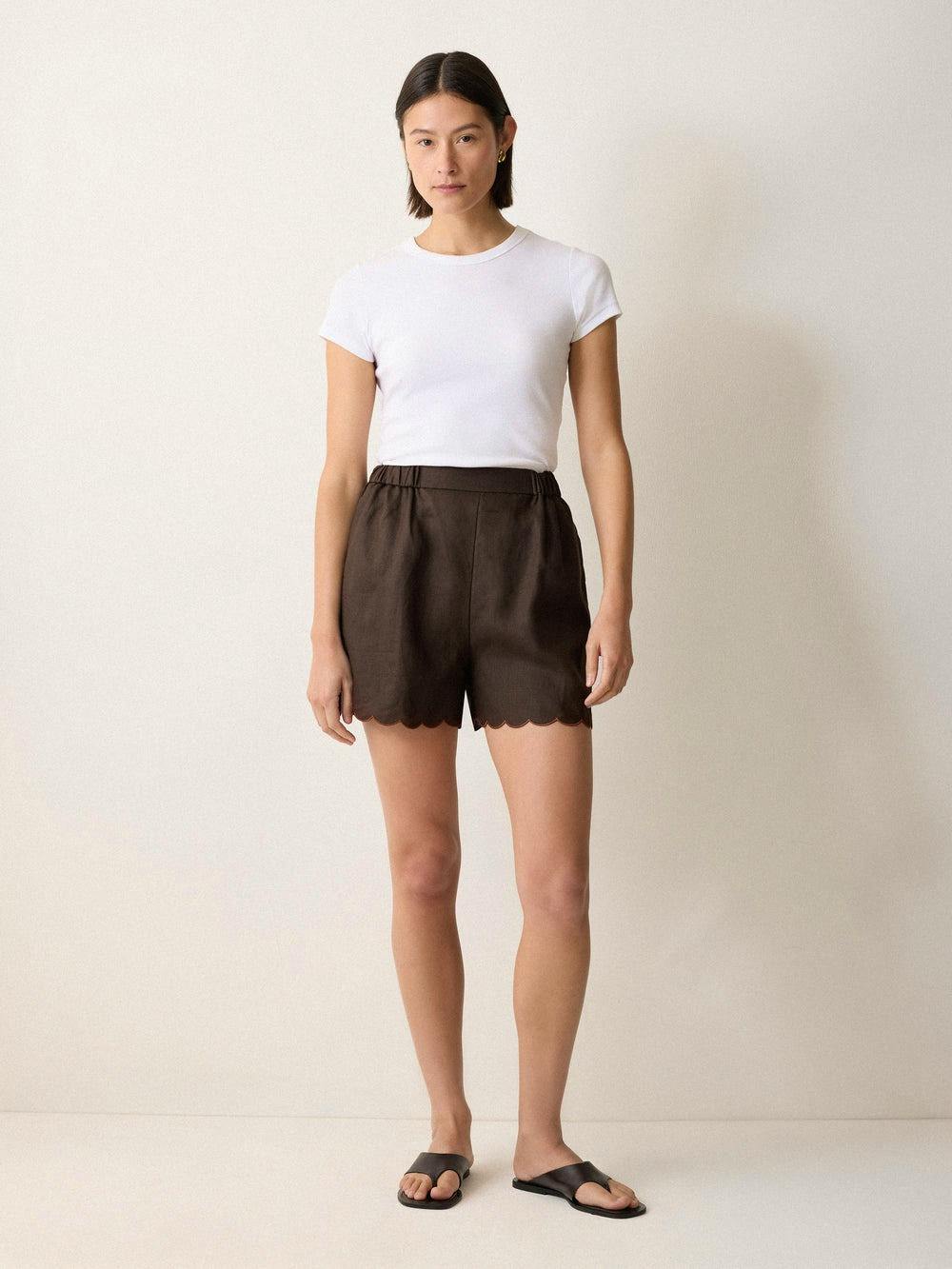 Jigsaw Linen Scallop Shorts, £85