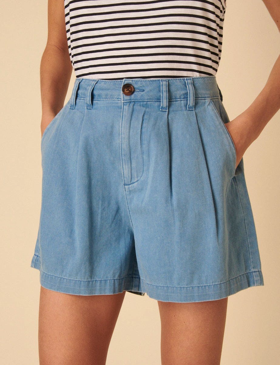 Nobody’s Child Light Wash Double Pleat Ava Shorts, £55