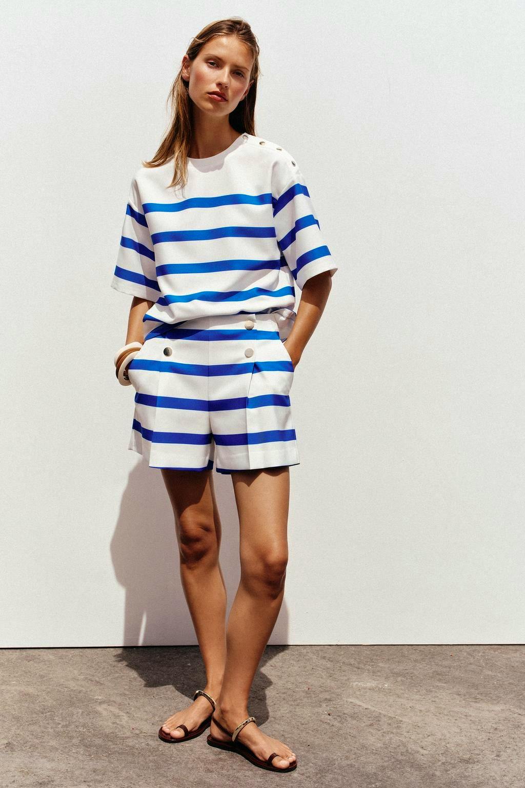 Zara Striped Bermuda Shorts With Buttons, £32.99