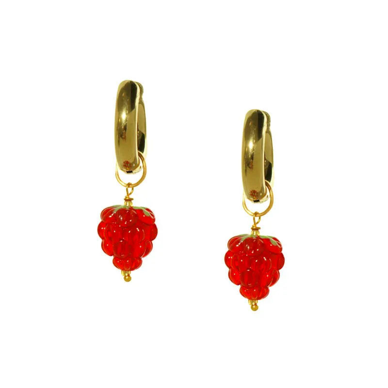 Wolf & Badger Very Berry Chunky Golden Hoop Earrings, £79