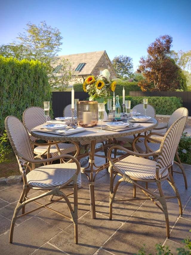 Laura Ashley Riviera 6-Seater Woven Oval Garden Dining Table & Chairs Set, £2,495