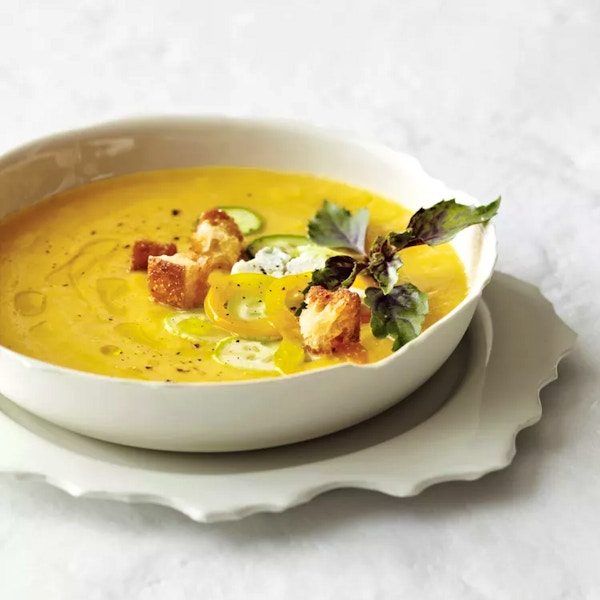 Chilled Peach Soup With Fresh Goat Cheese