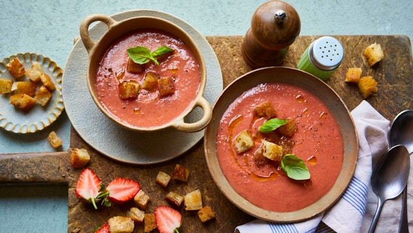 Fresh Tomato And Strawberry Gazpacho