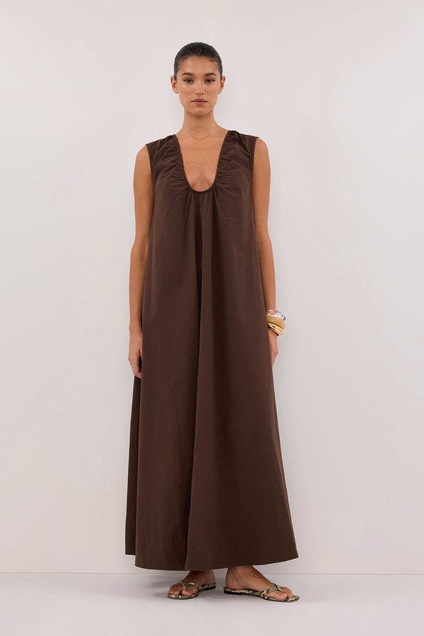 Dissh Gabby Bitter Choc Cotton Midi Dress, £205