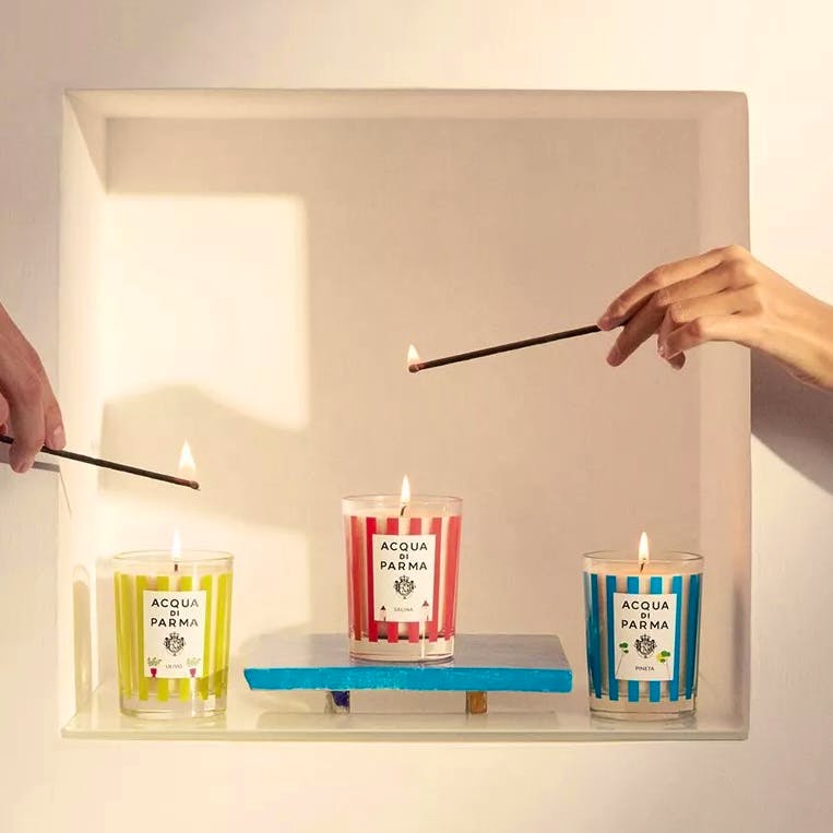 Aqua Di Parma Trio Striped Scented Wax Candle Set Of Three, £127