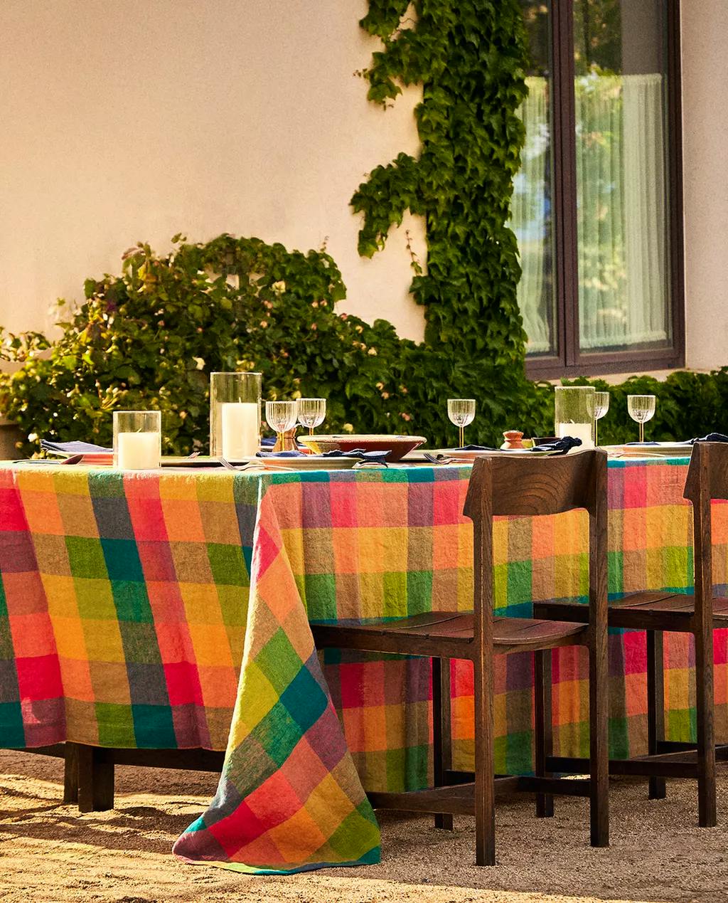 Zara Home Multicoloured Check Linen Tablecloth, £99.99 – £129.99